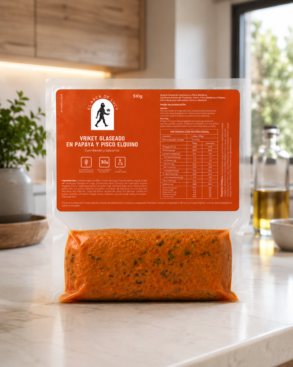 Vrisket Plant-Based Glaseado en Salsa de Papaya al Merkén – 520g